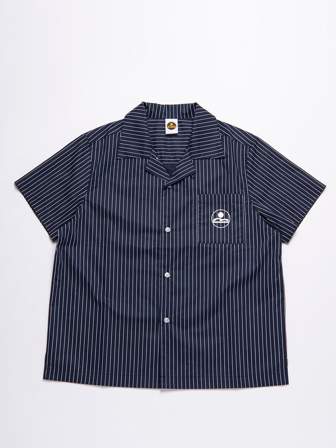 stripe open collar shirt