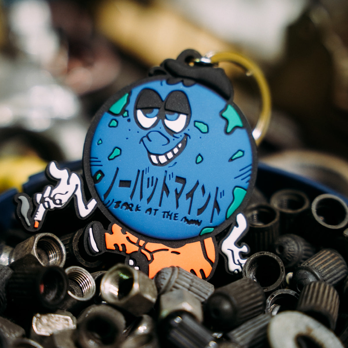 NO BAD MIND character rubber keychain