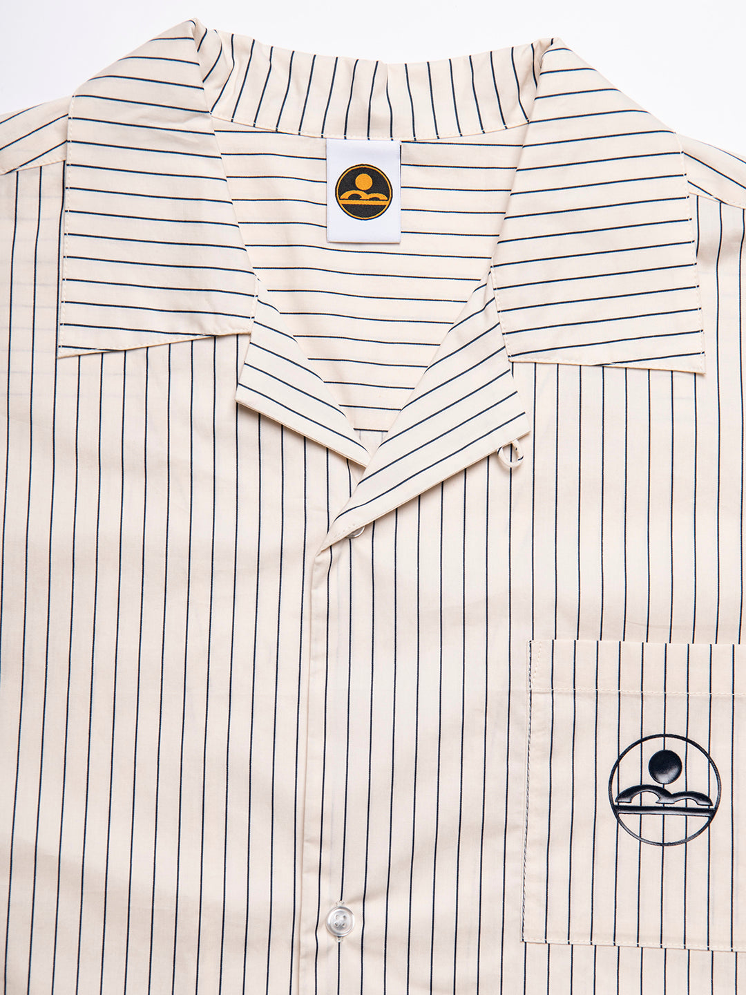 stripe open collar shirt