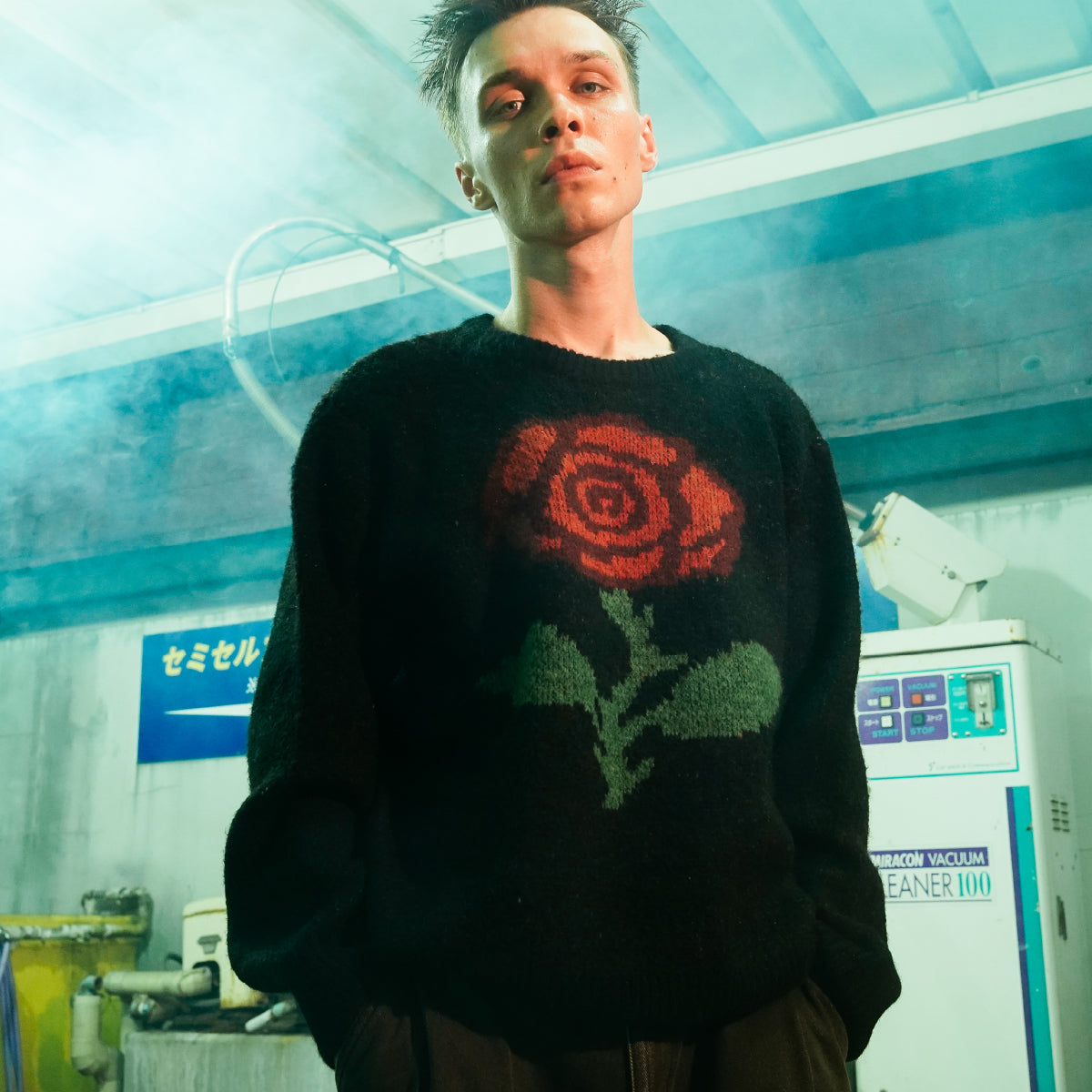 flower crew neck knit