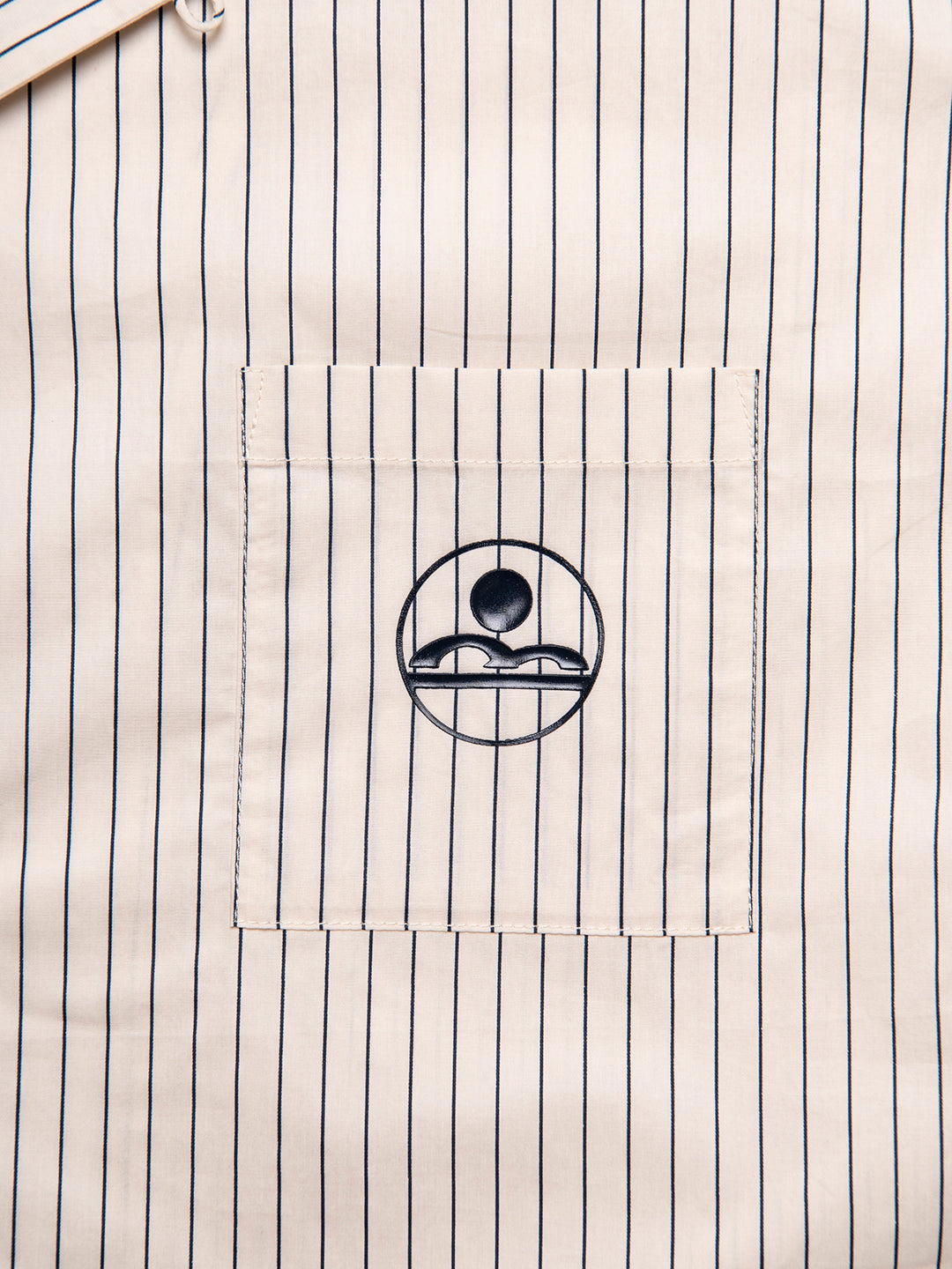 stripe open collar shirt