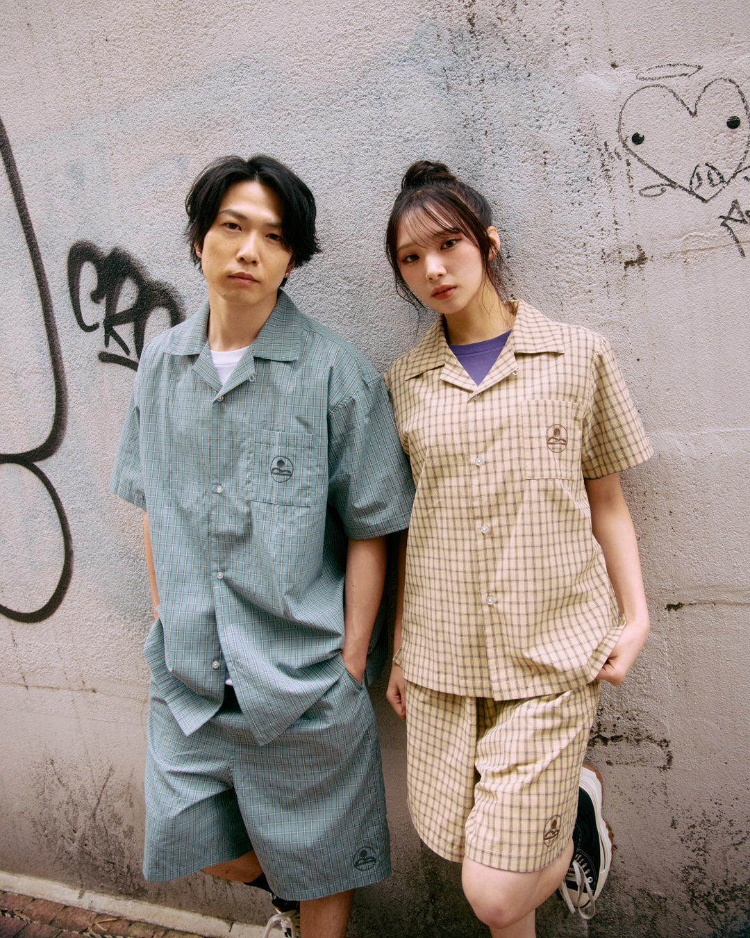 plaid open collar shirt