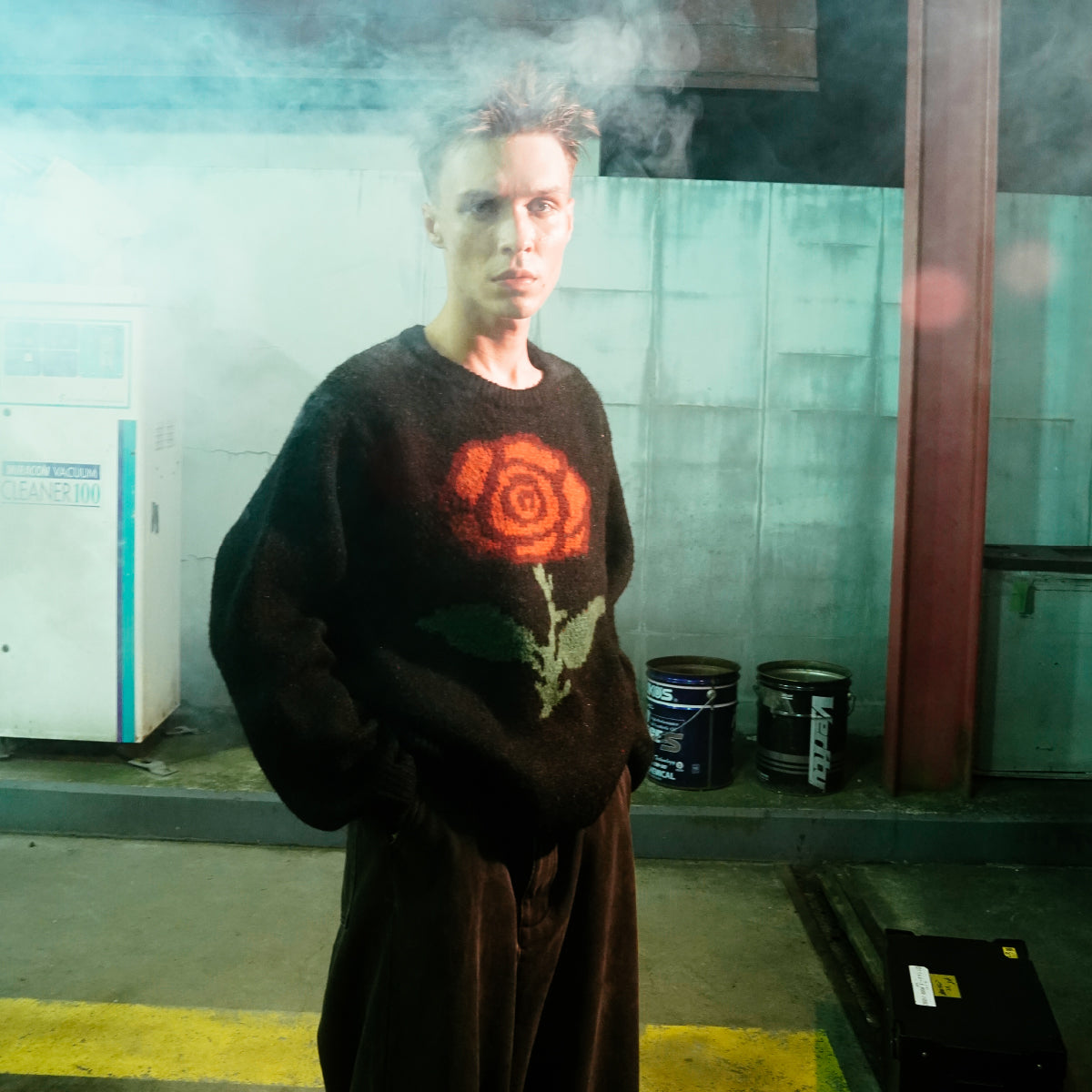 flower crew neck knit