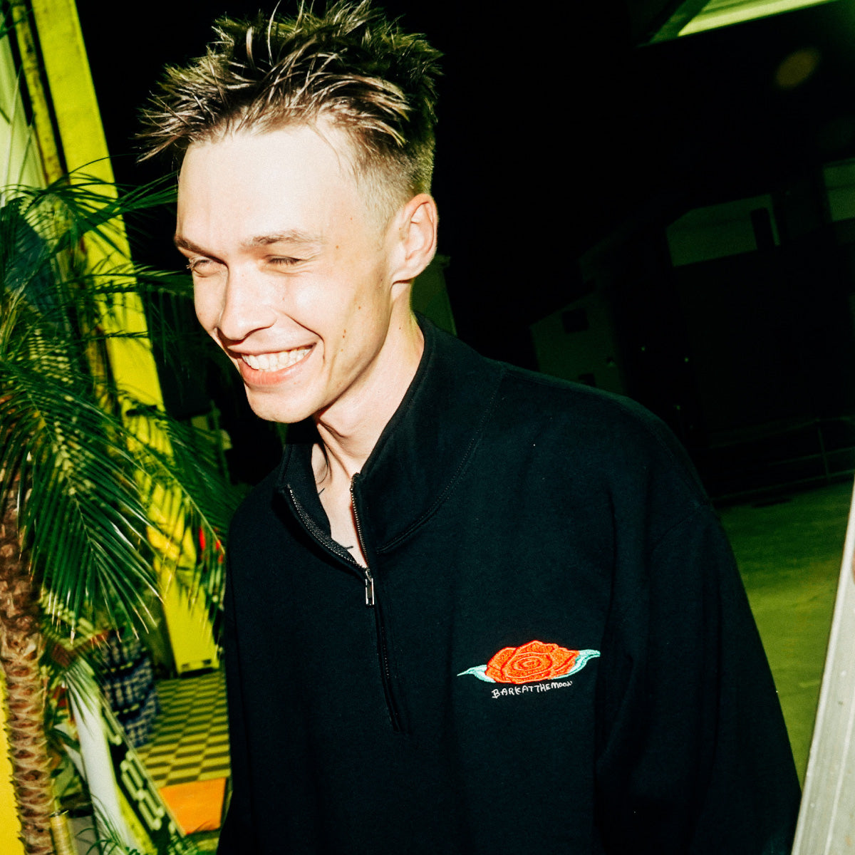 flower half zip sweat shirts