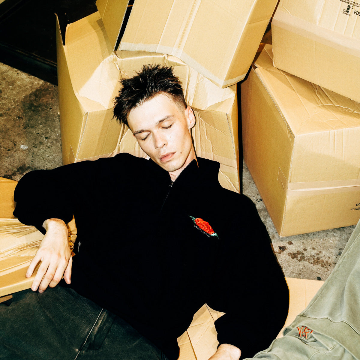 flower half zip sweat shirts