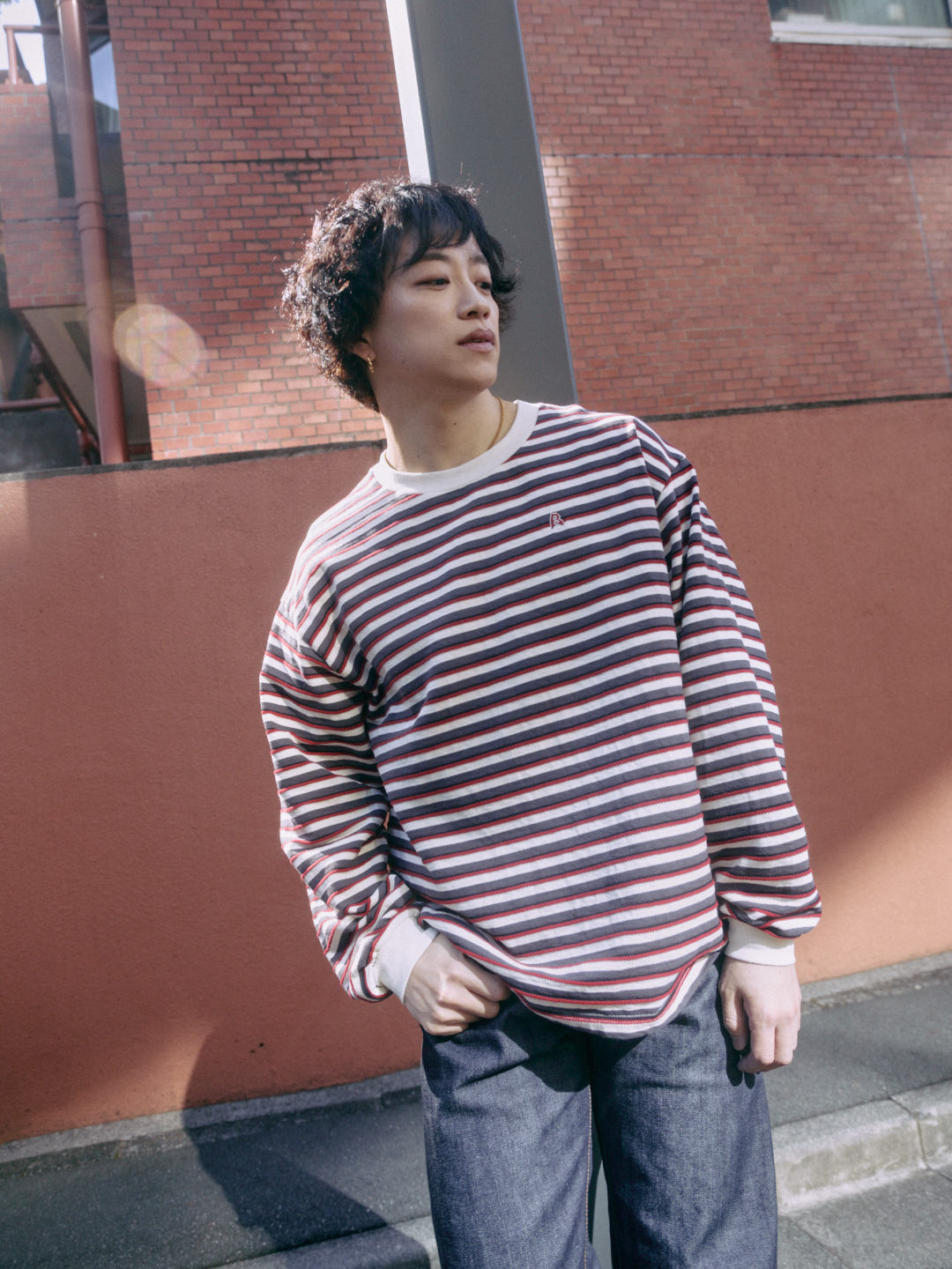 multi Border long sleeve tee