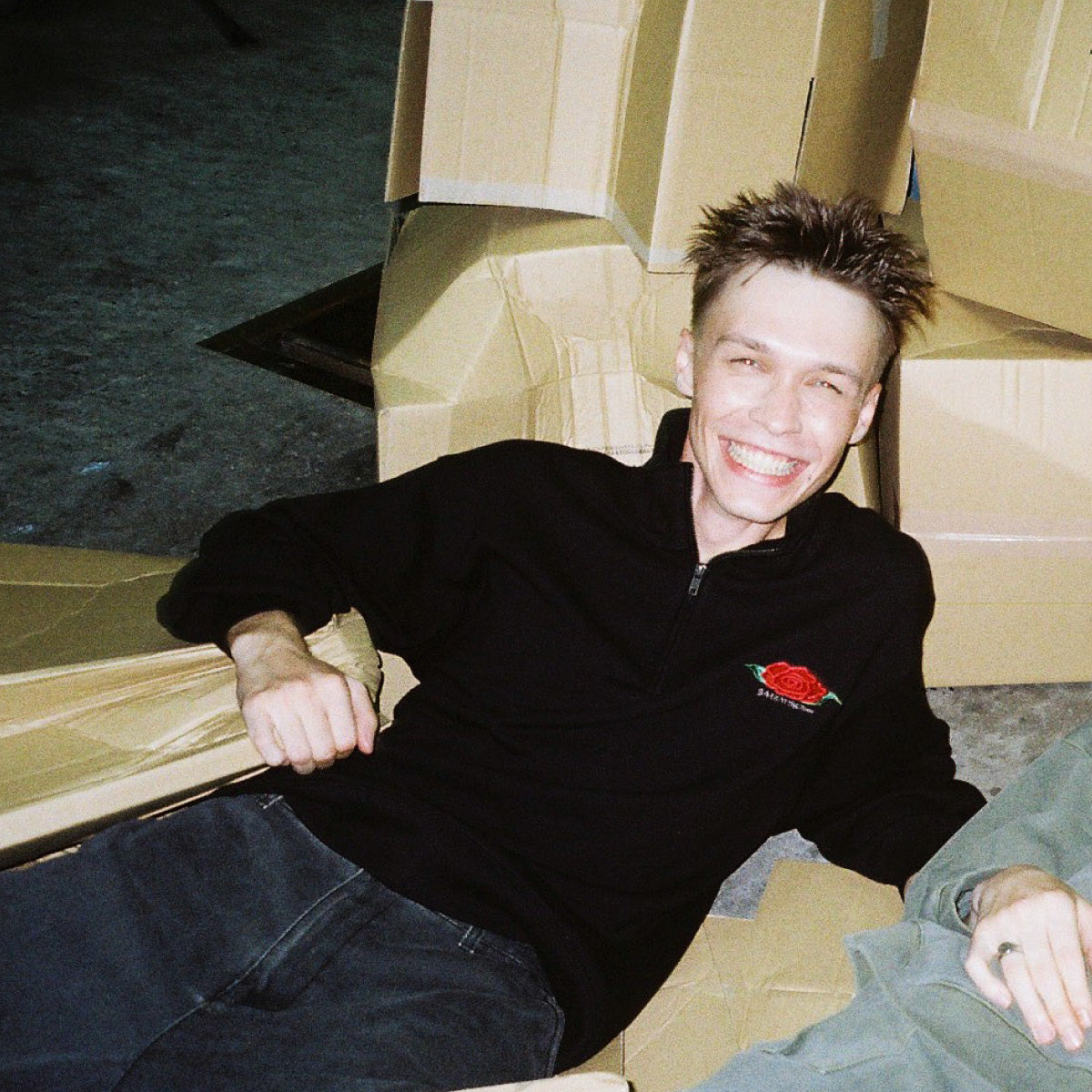 flower half zip sweat shirts