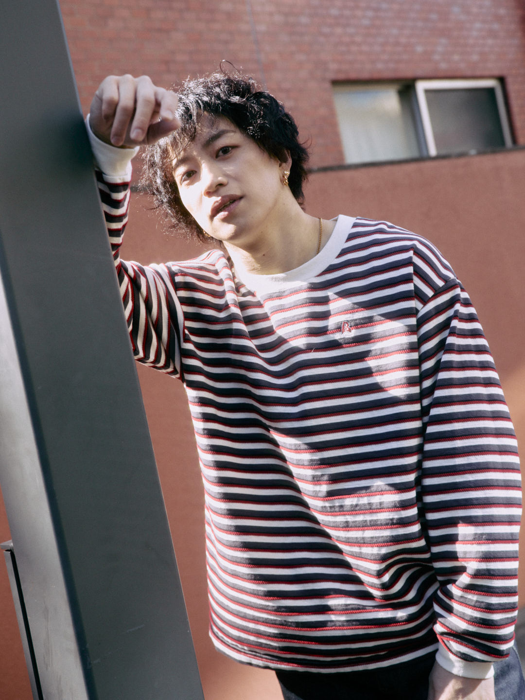 multi Border long sleeve tee