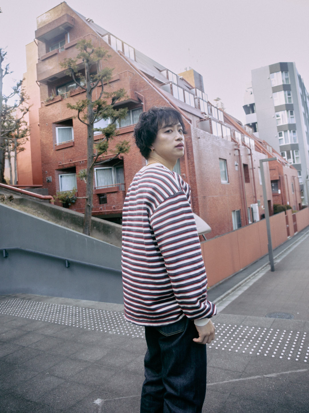 multi Border long sleeve tee