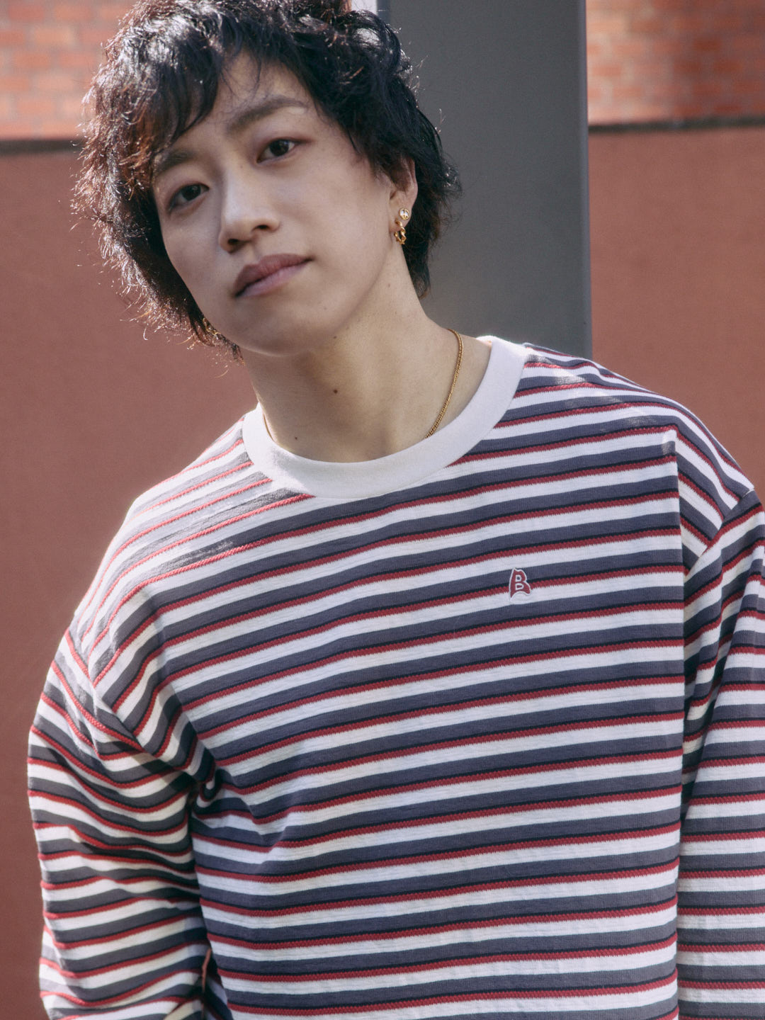 multi Border long sleeve tee