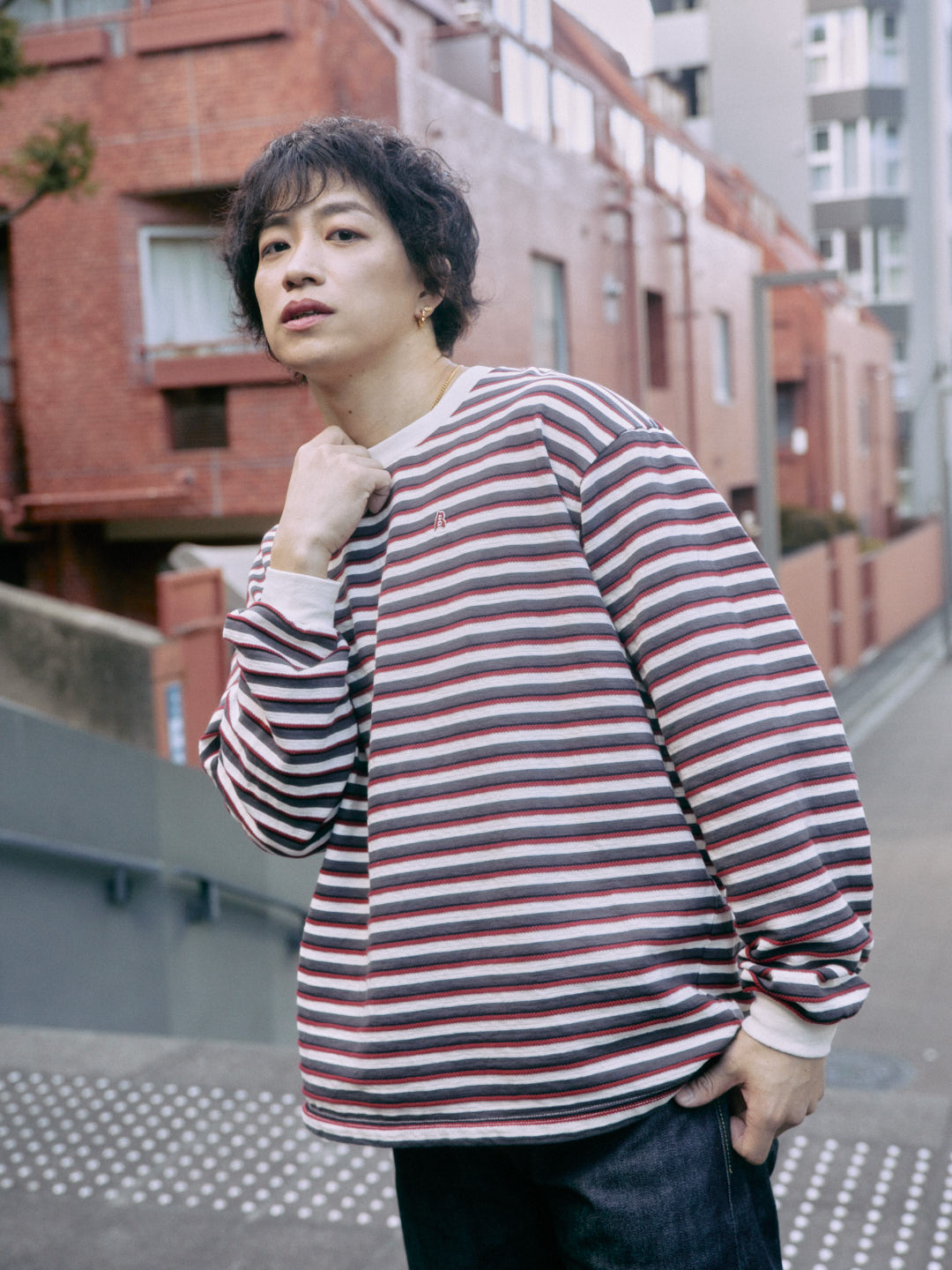 multi Border long sleeve tee