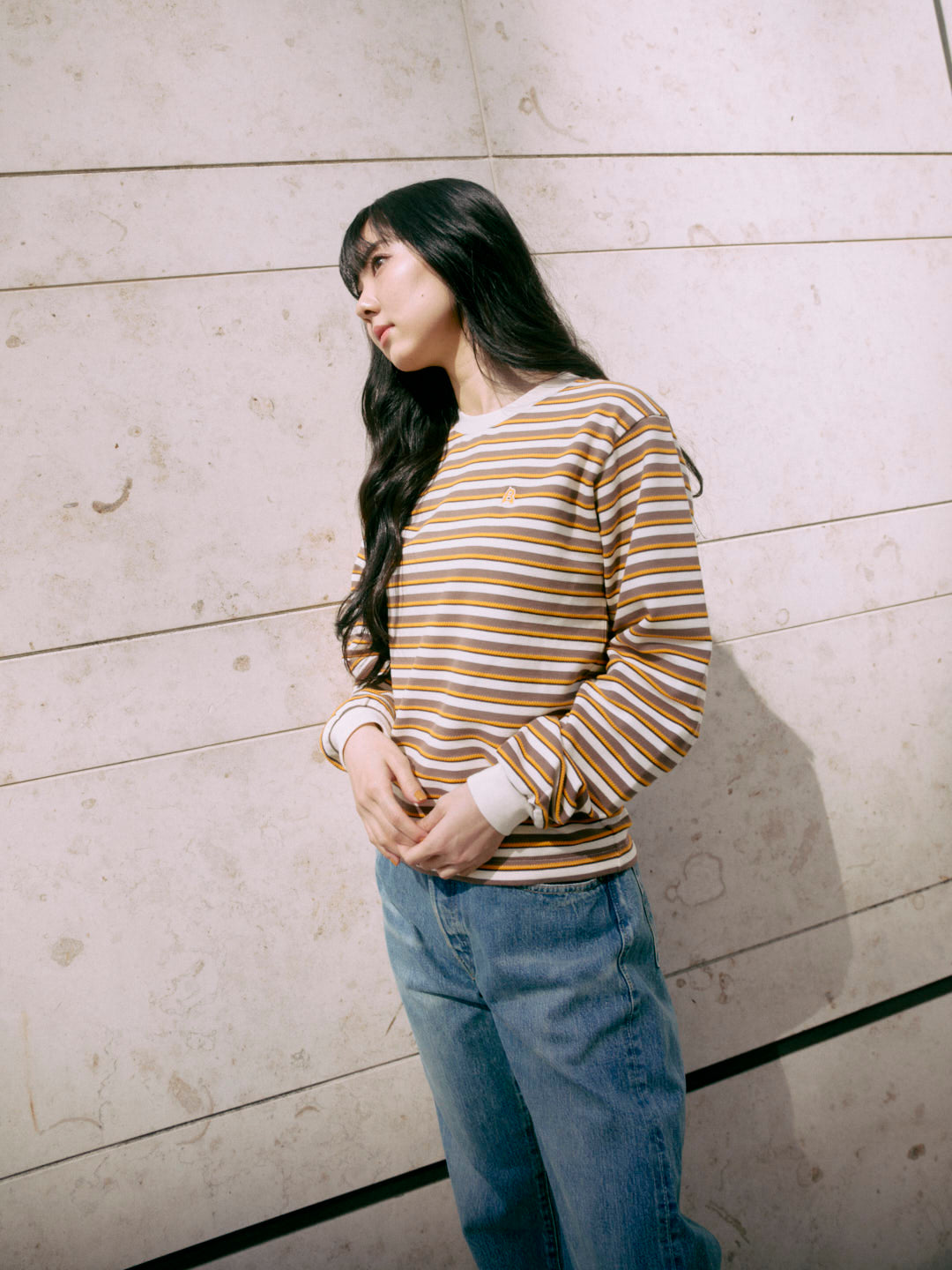 multi Border long sleeve tee