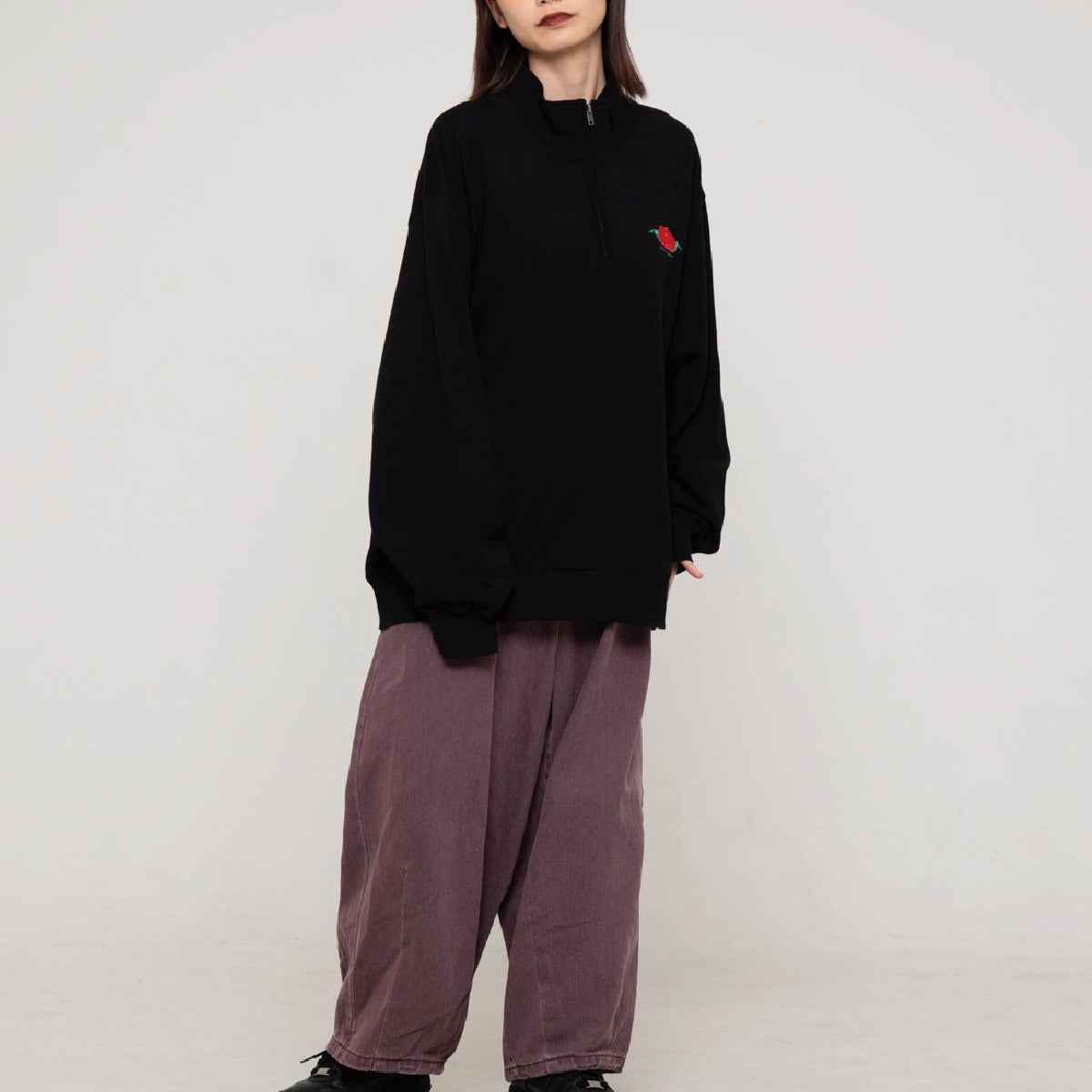 flower half zip sweat shirts