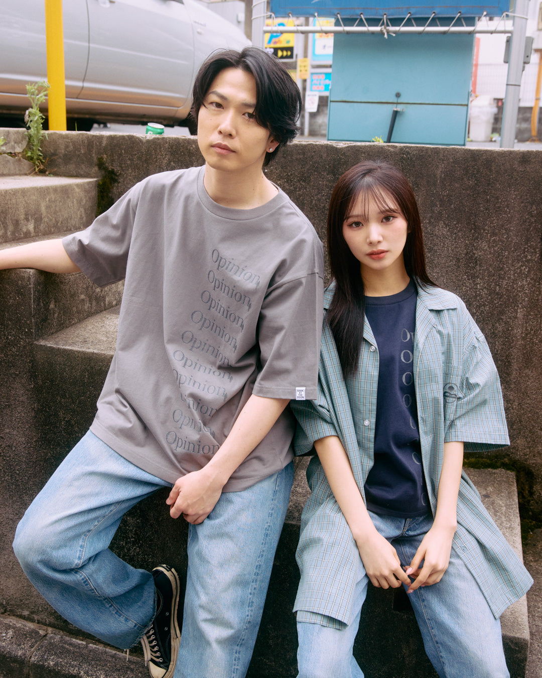 plaid open collar shirt