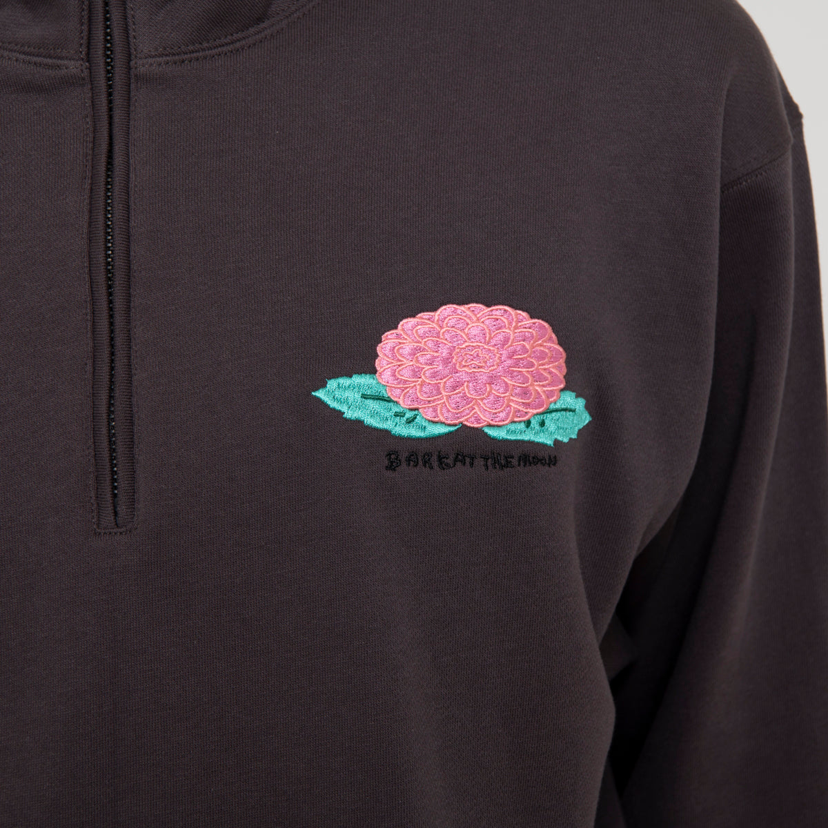 flower half zip sweat shirts
