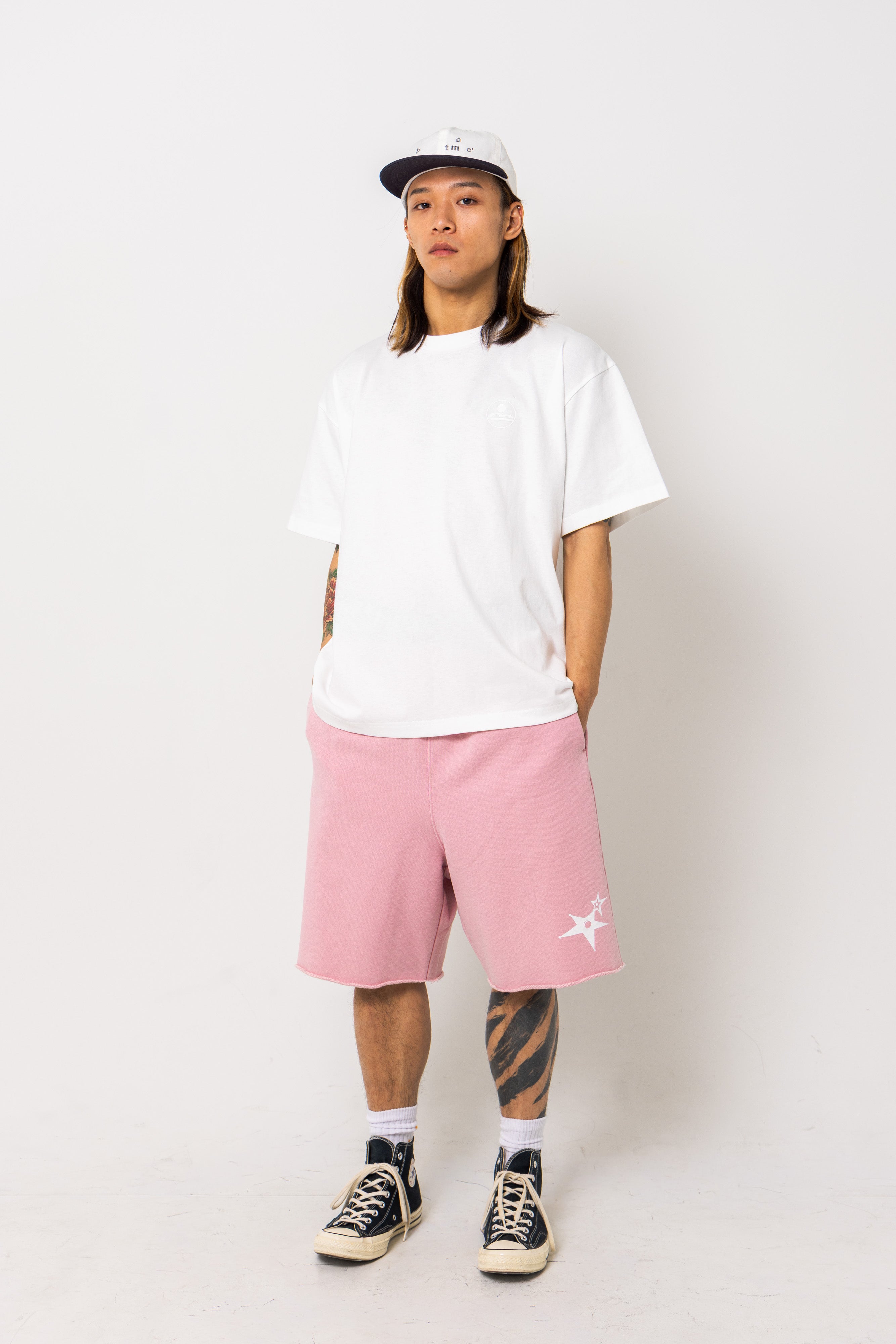 Powder processed sweat half pants