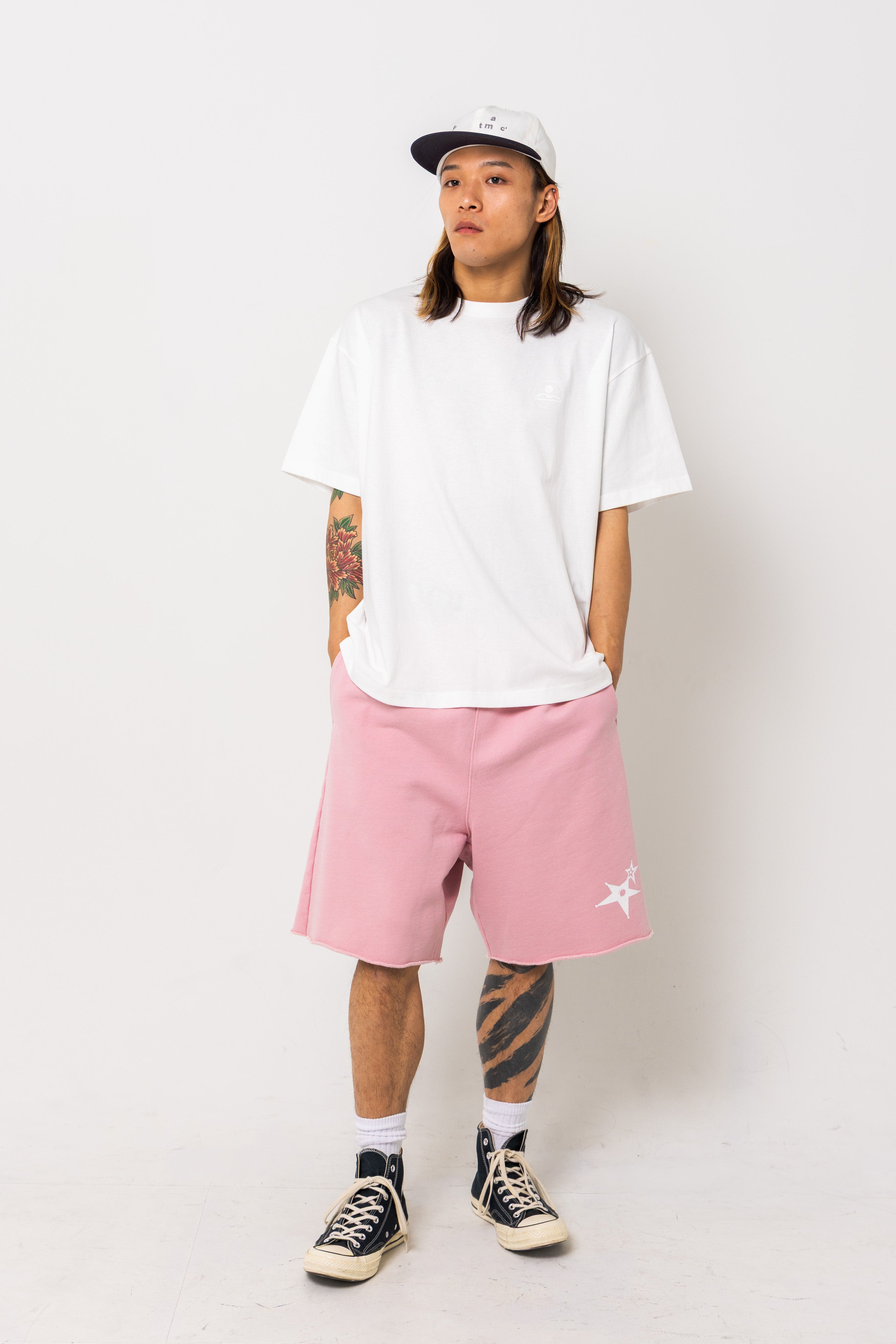 Powder processed sweat half pants