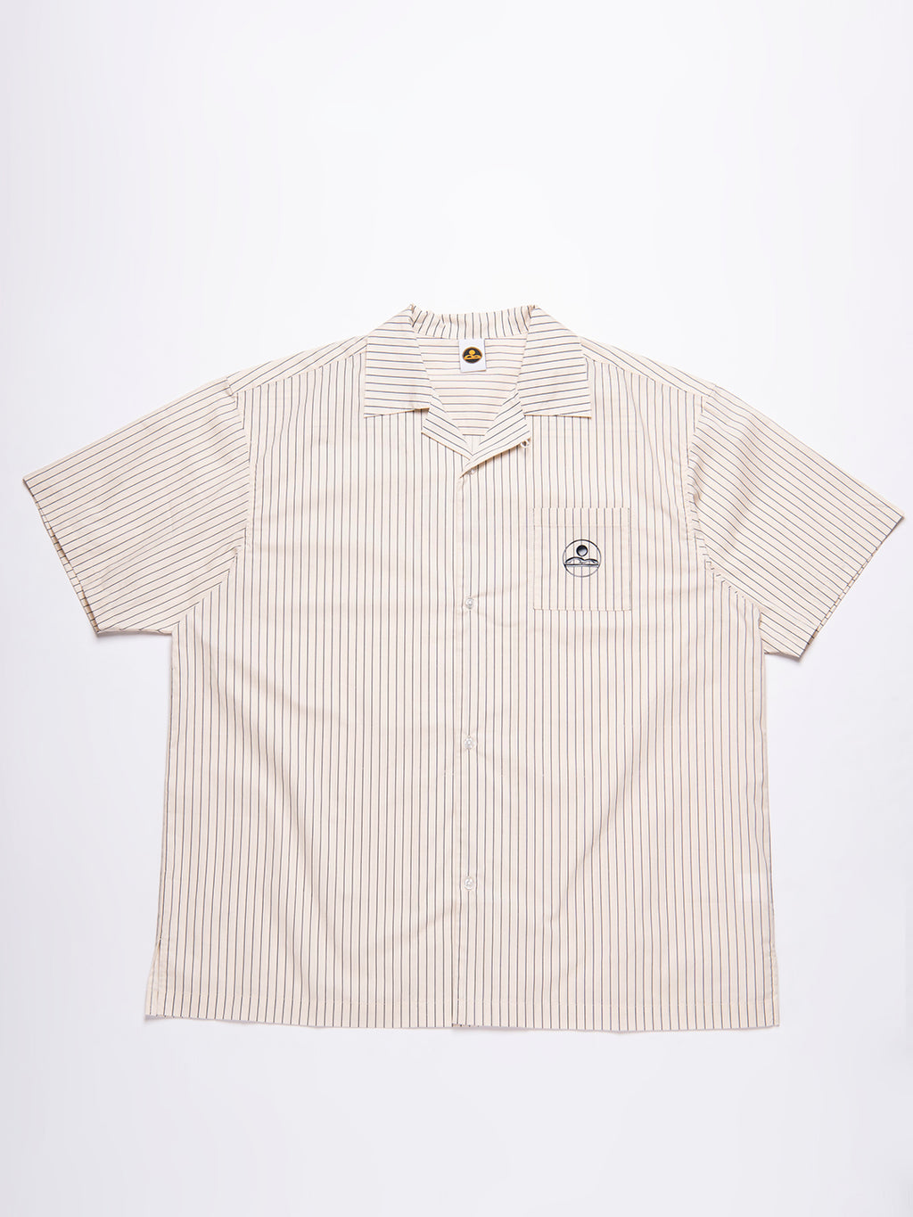stripe open collar shirt
