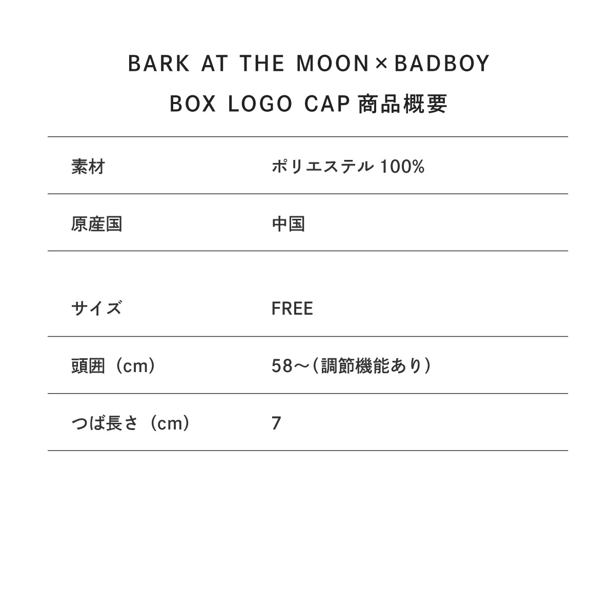 BARK AT THE MOON x BADBOY BOX LOGO CAP