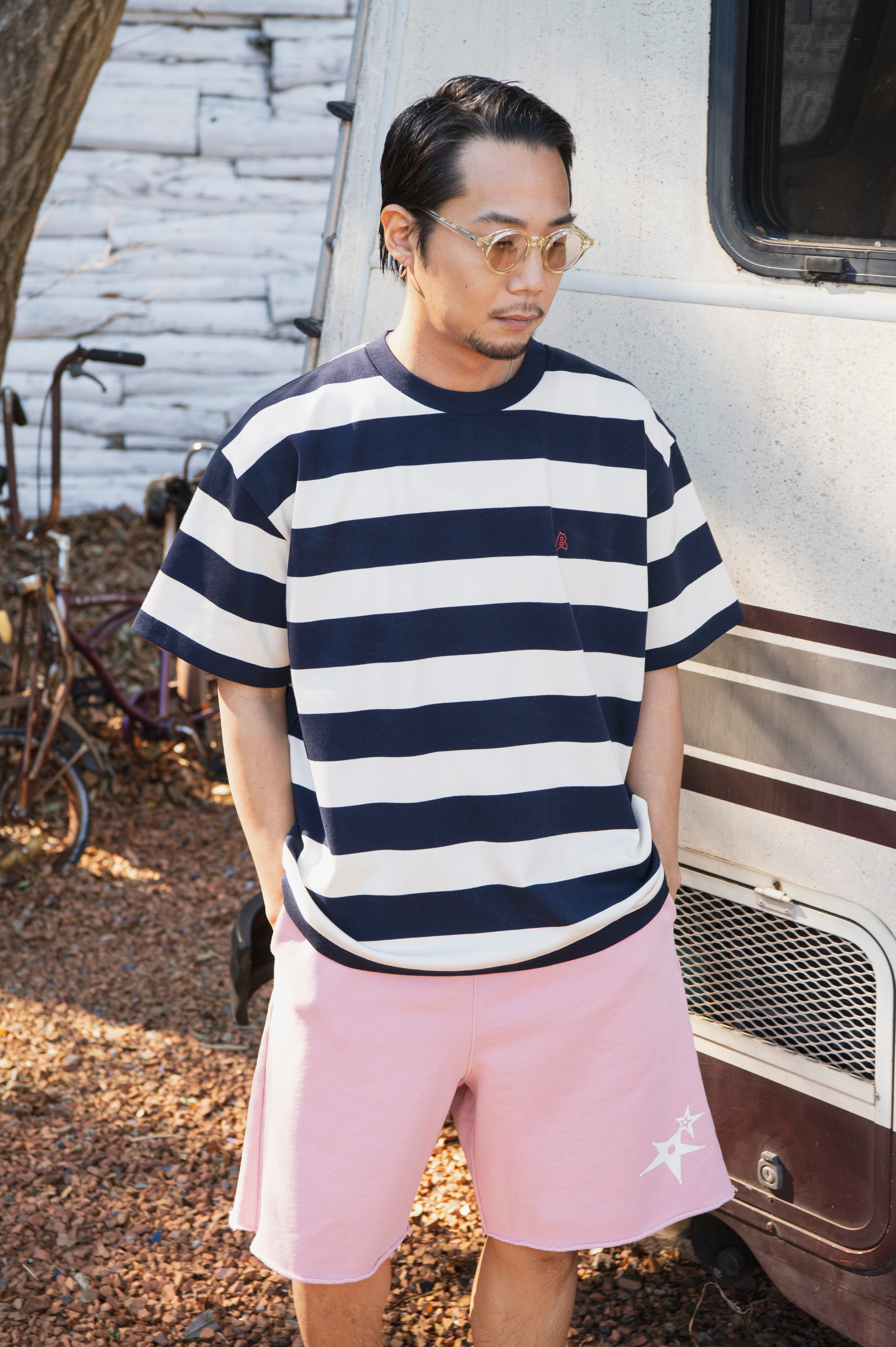 Powder processed sweat half pants