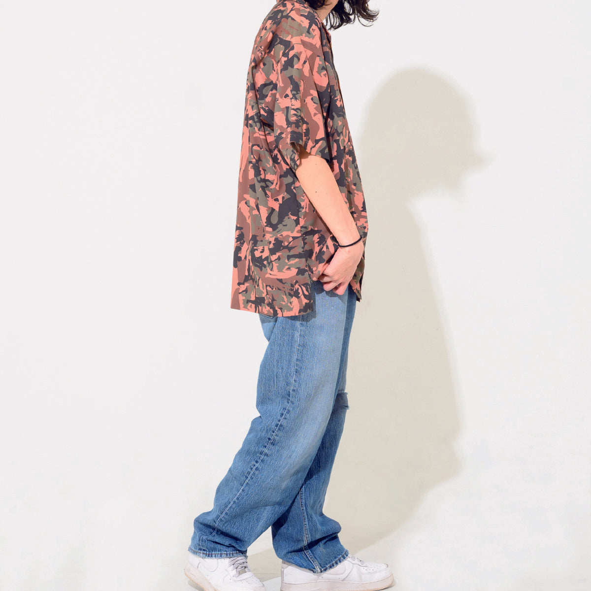 camouflage_open collar shirt