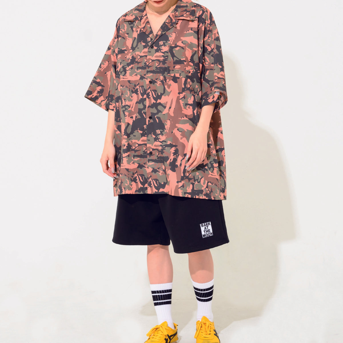 camouflage_open collar shirt