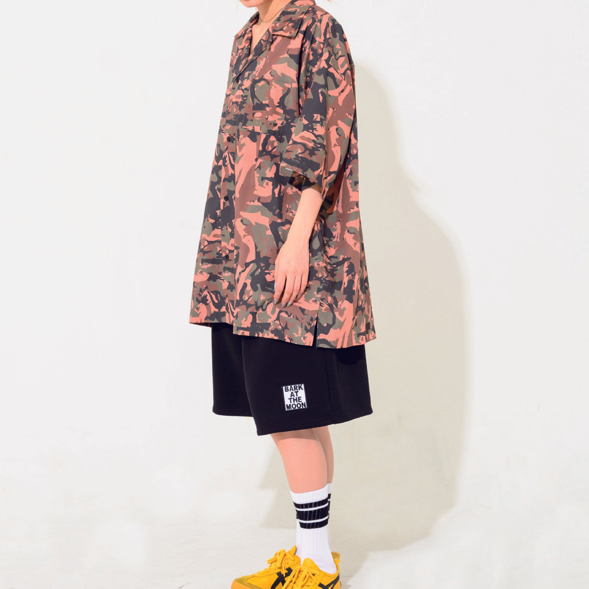 camouflage_open collar shirt