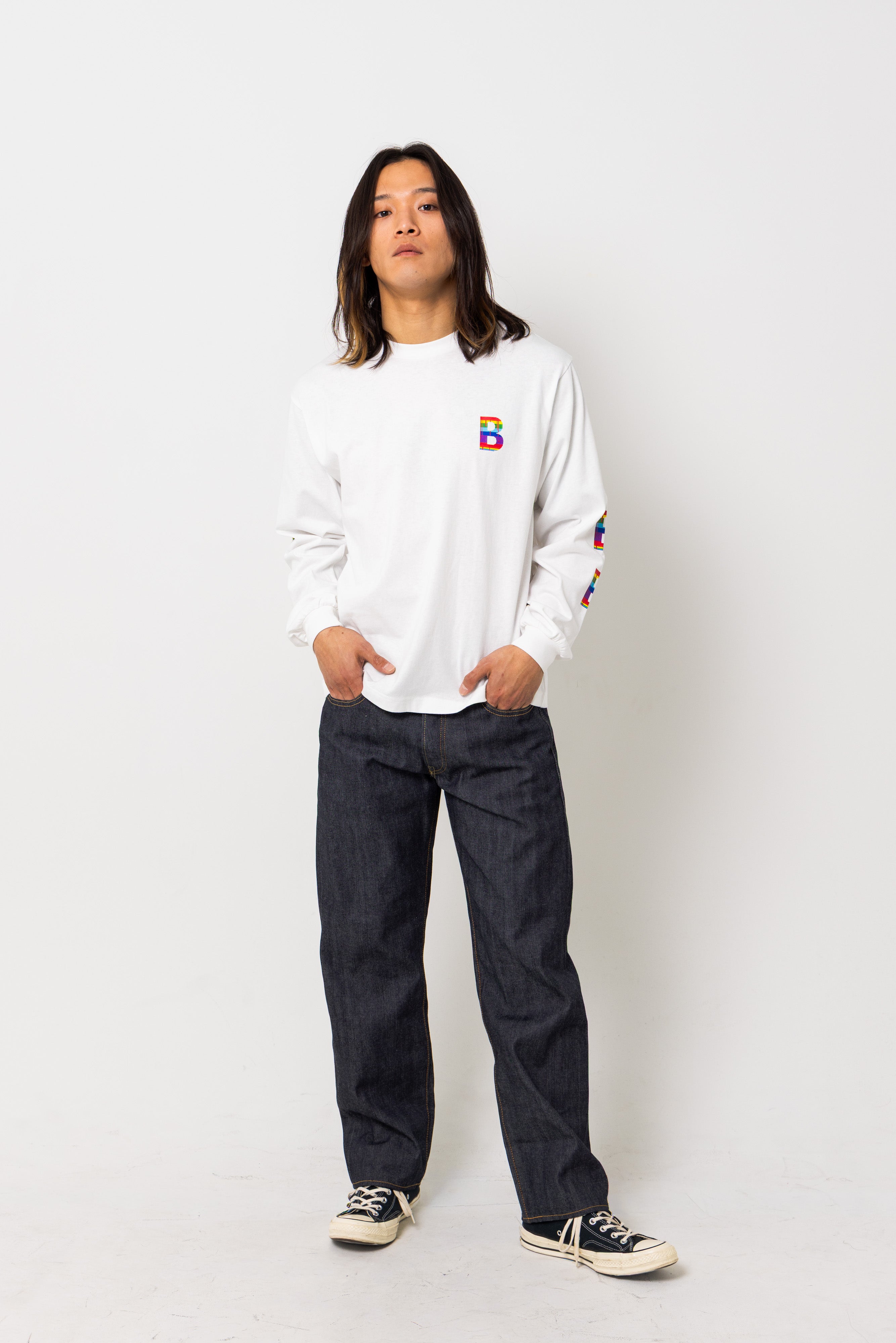 memerenluvB. BORDER LOCK KNIT Bロゴ 半袖 GB0226/KNT04 : Linen Mix Pullover Knit / リネンミックスプル