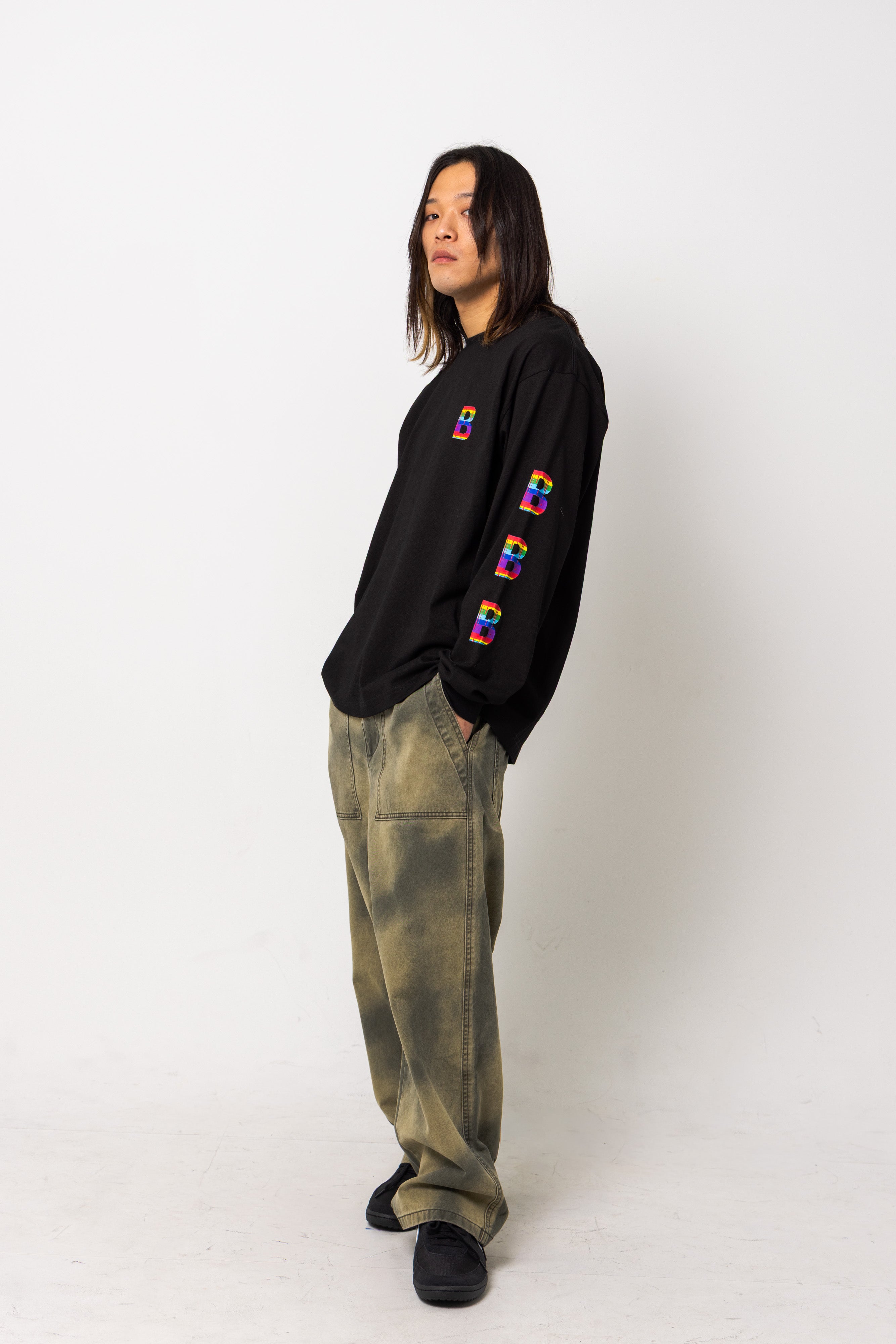 memerenluvB. BORDER LOCK KNIT Bロゴ 半袖 GB0226/KNT04 : Linen Mix Pullover Knit / リネンミックスプル