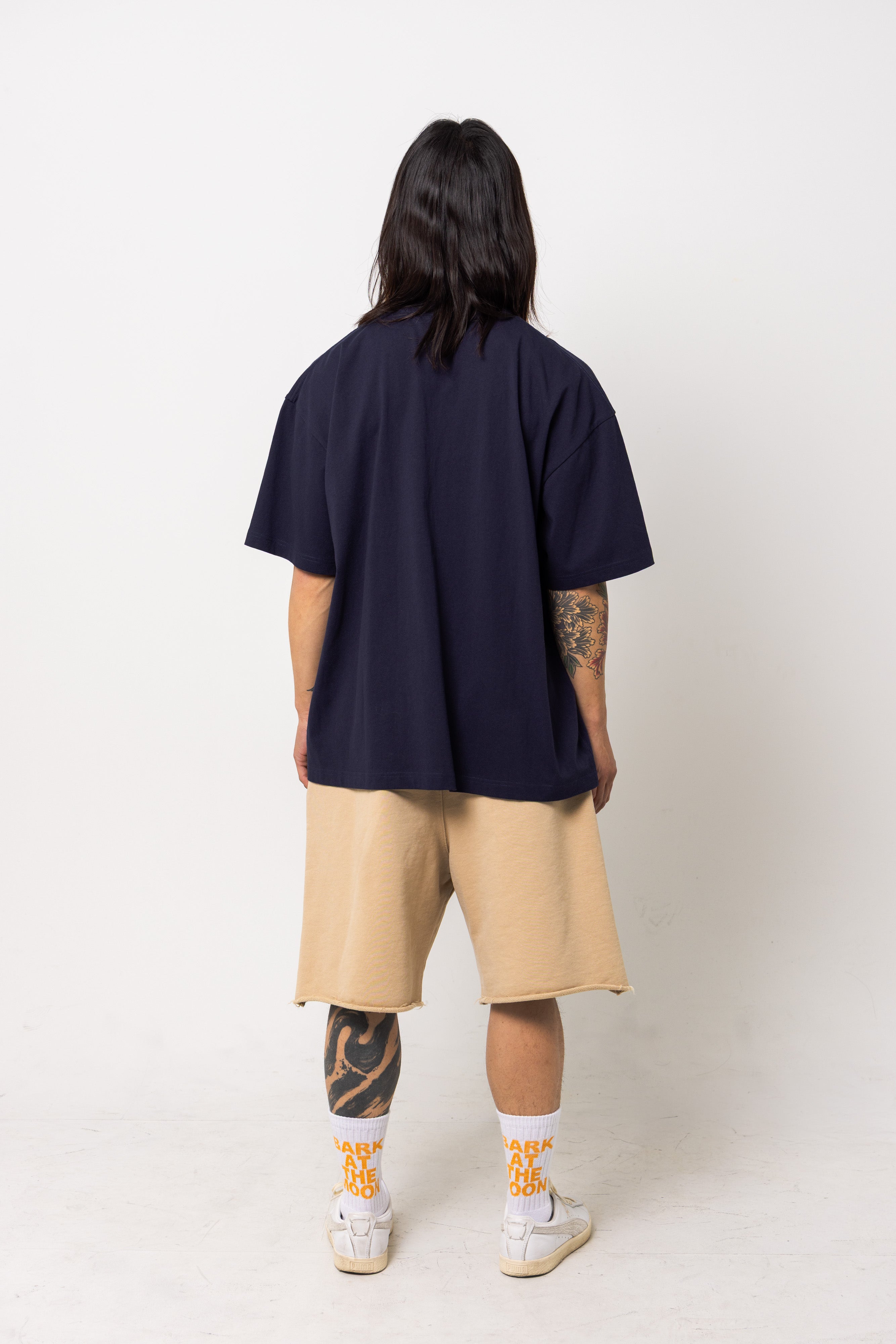 Powder processed sweat half pants