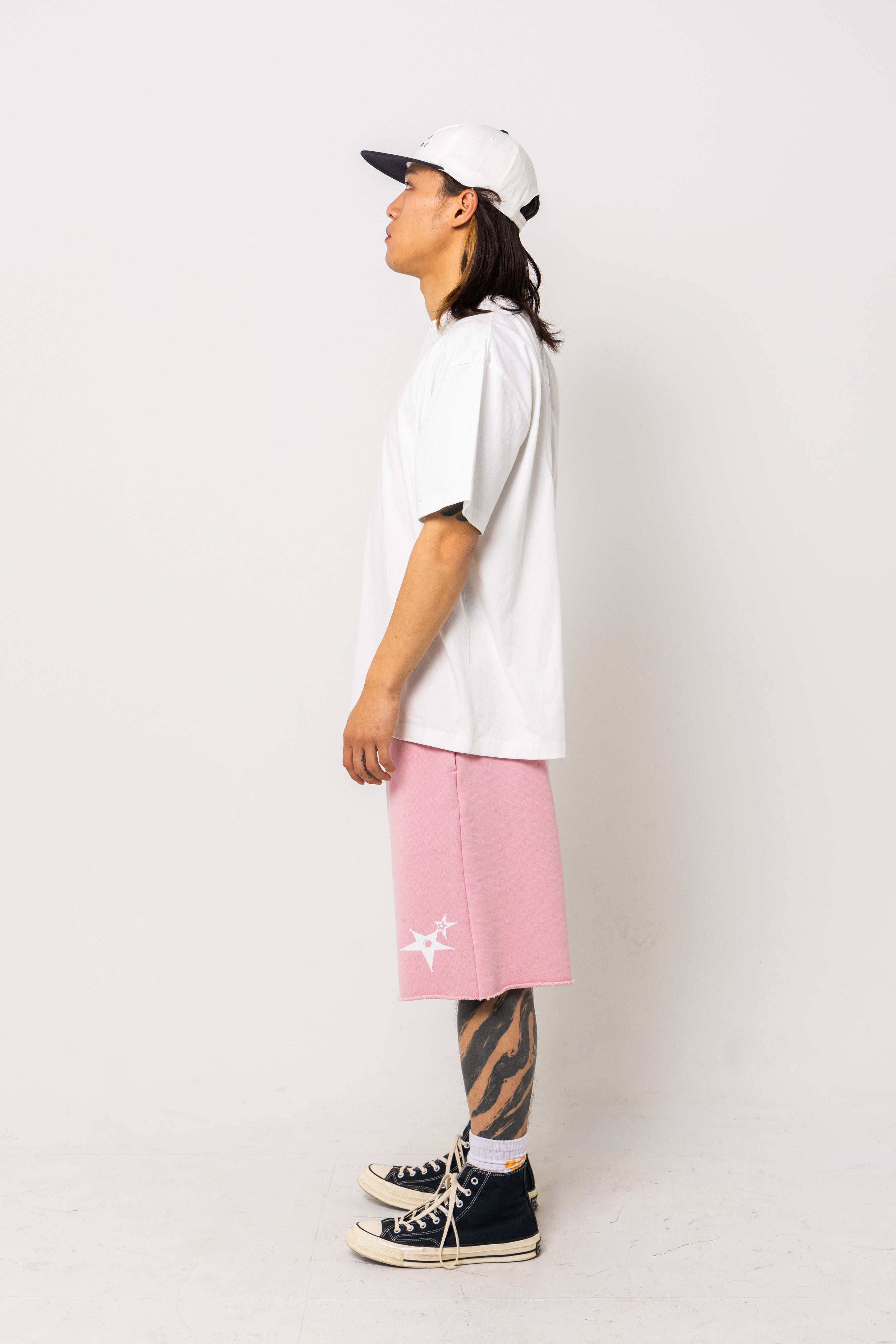 Powder processed sweat half pants