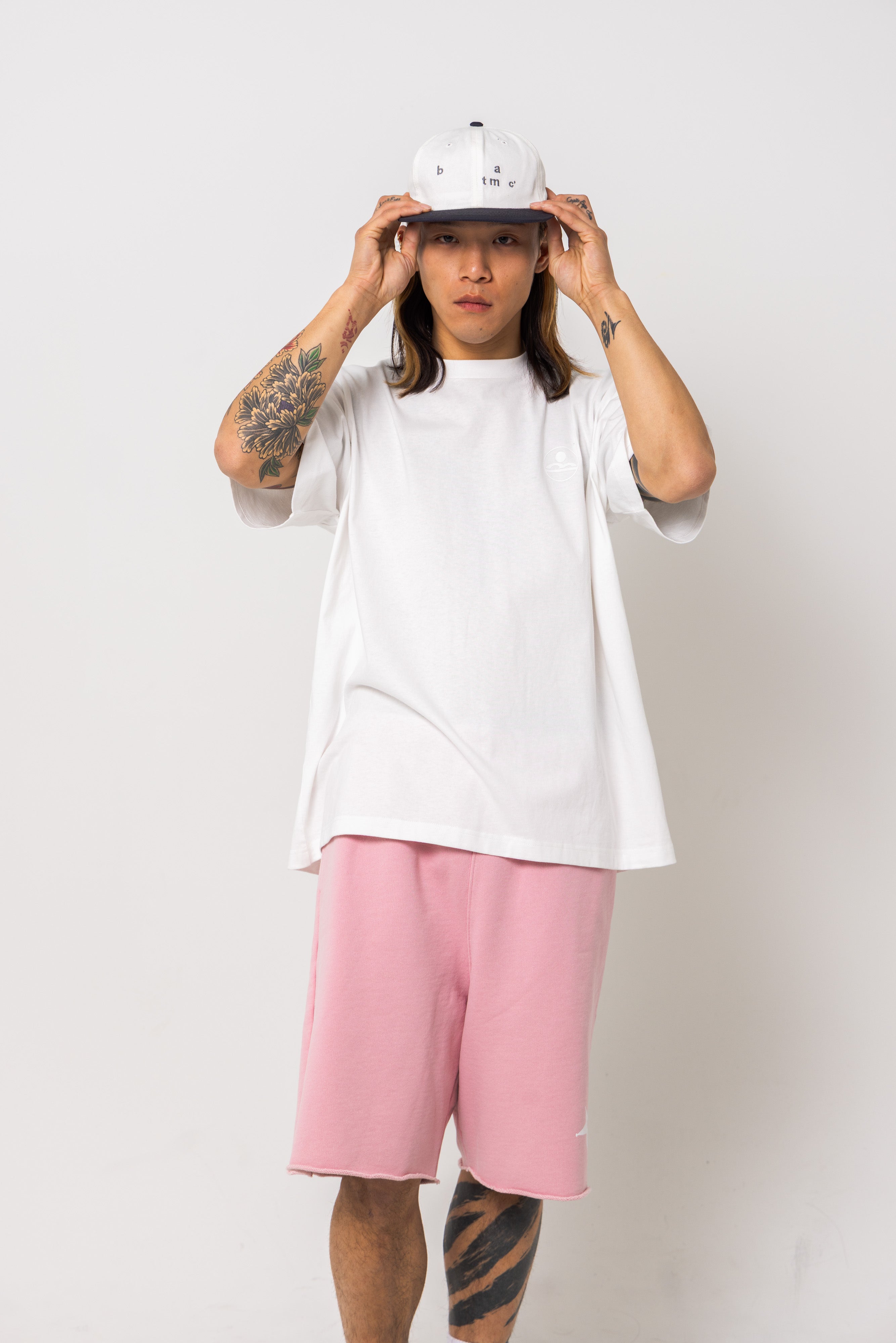 Powder processed sweat half pants
