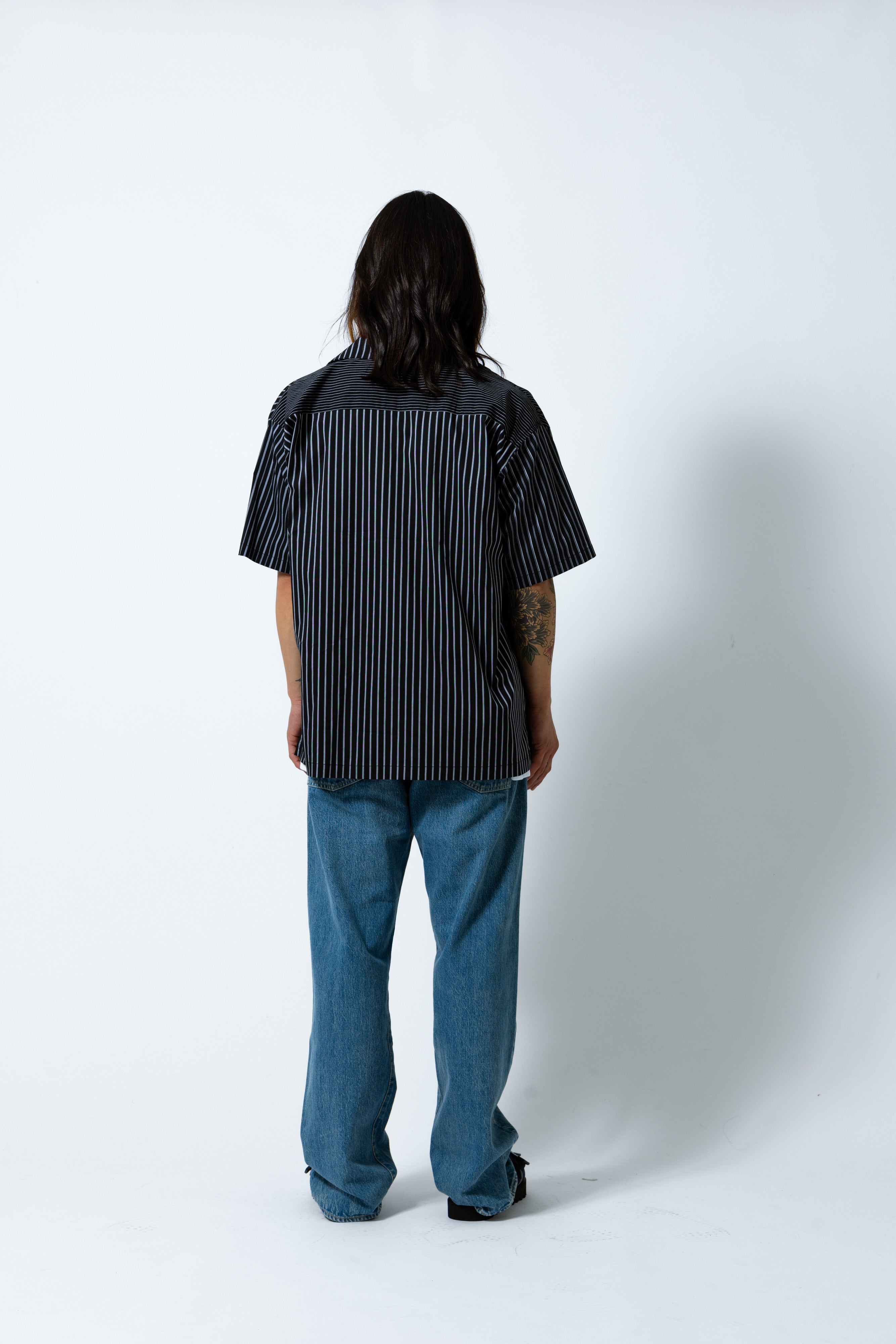 ハッチ フレームワーク マオカラーシャツ patchwork shirt
